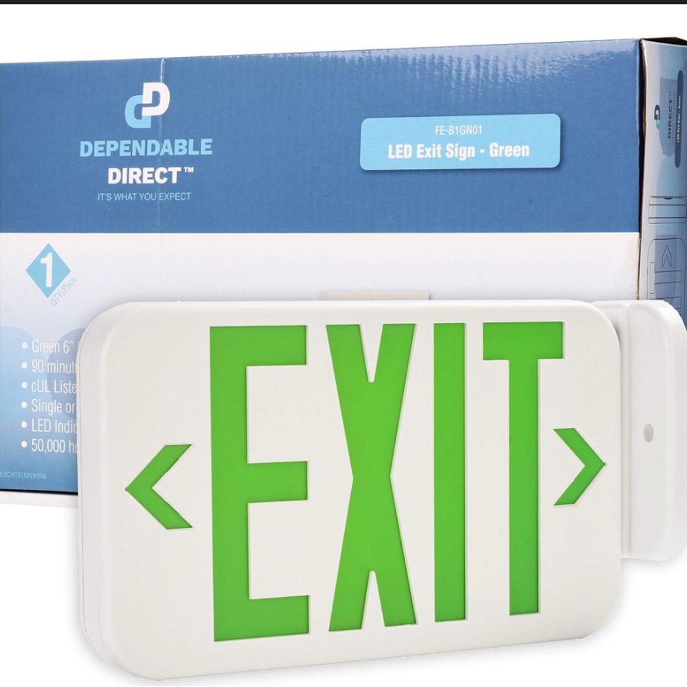 Dependable Direct 2-Pack Double Side LED Green‎ Exit Sign Emergency Light In Box